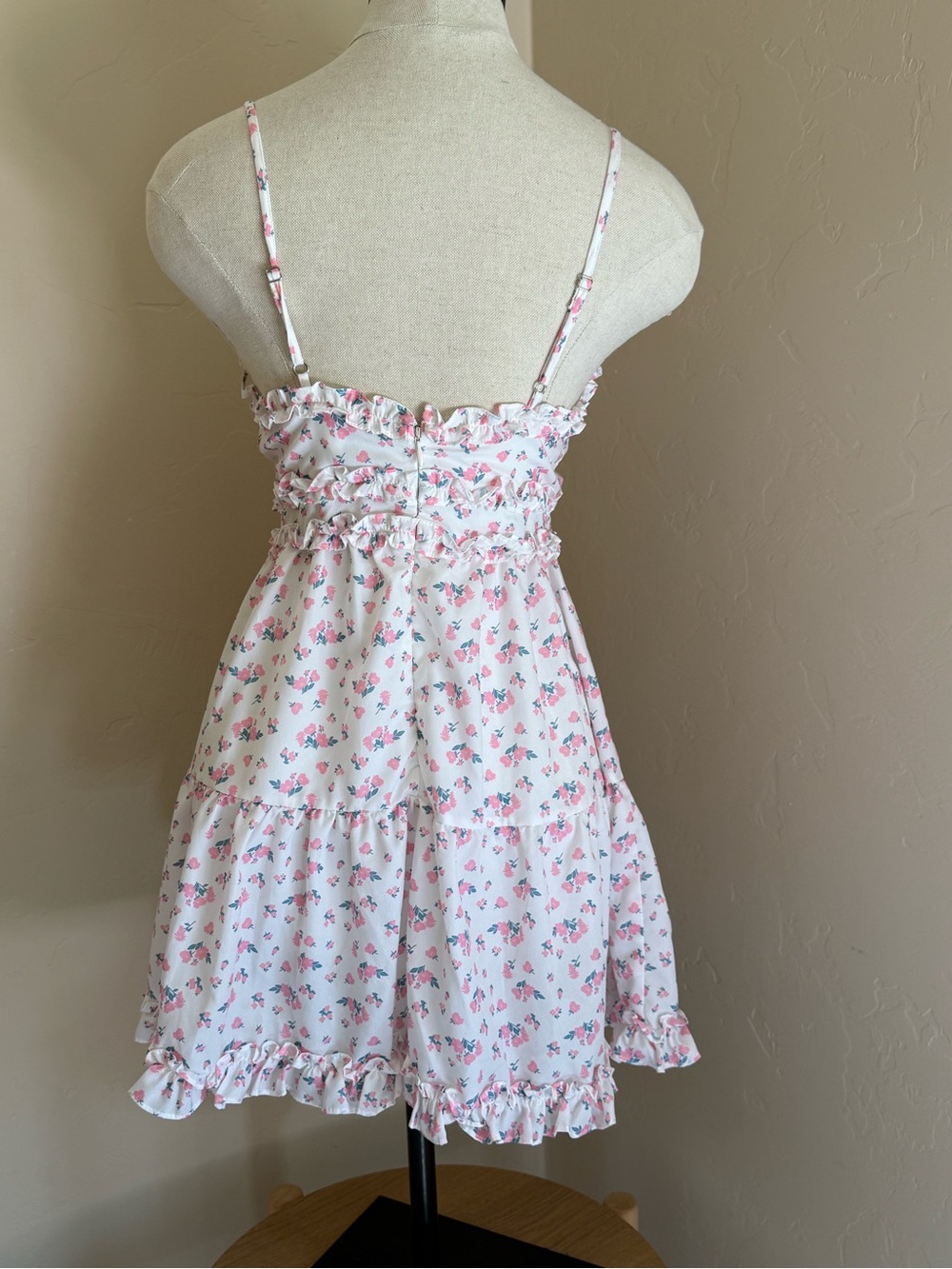 Tiger Mist White Mini Dress with Pink Floral Print - XS - Picture 2 of 4